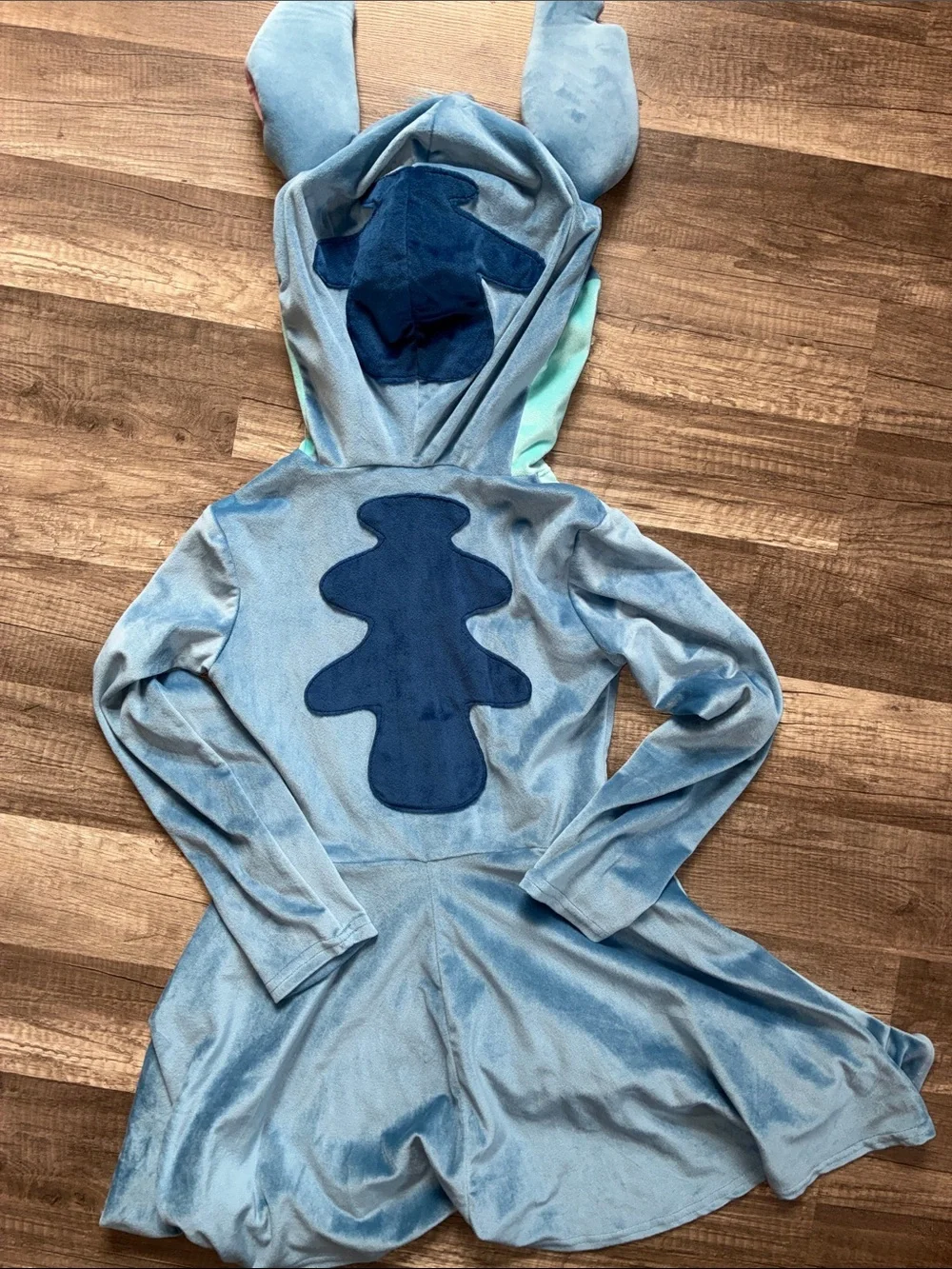 Disney Blue Stitch Plush Hooded Dress with Mint Chest and Purple Ear Accents